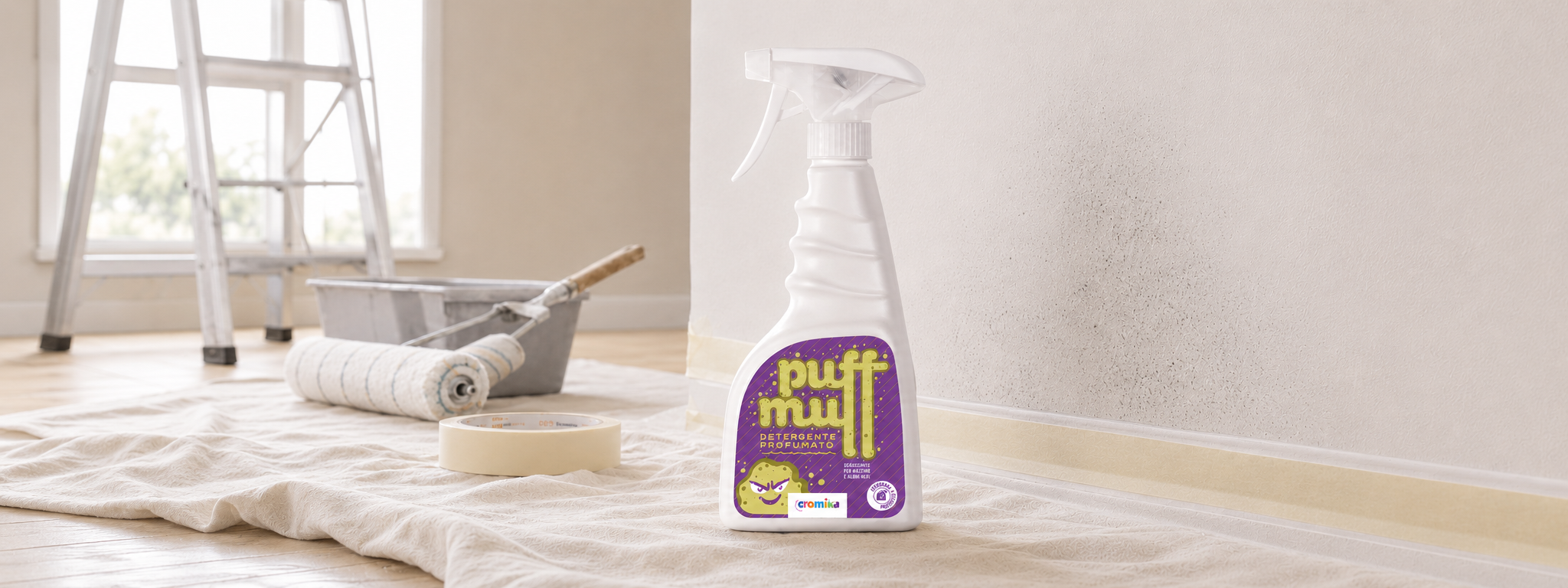 Detergente Puff Muff pronto all’uso per trattare aloni neri su pareti prima della tinteggiatura